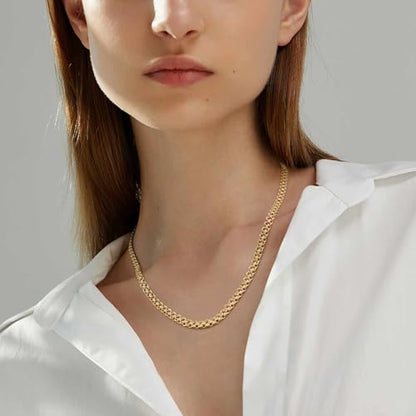 14K Gold Necklace for Women Chunky Cuban Link Chain for Men | 14K Gold Chain for Men Gold Necklace for Women Gold Chain for Men Double Layer Chunky Cuban Link Chains for Mens 16-24IN - style: Length 22 Inches