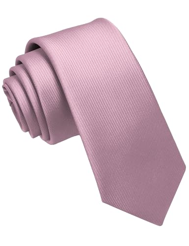 JEMYGINS 2.4" Solid Color Skinny Tie and Pocket Square with Tie Clip Sets for Men (6cm) - color: Dusty Rose