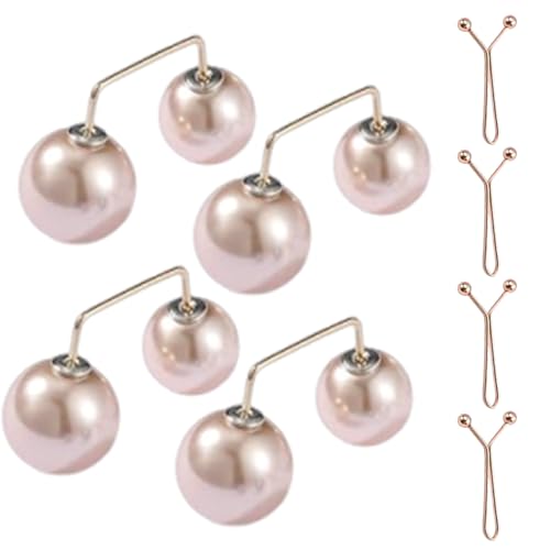 Ouliget Safety Pins Sweater Shawl Clips,Faux Pearl Pins Brooch for Women Anti Exposure Neckline,Waist Adjuster for Hijab Loose T-Shirt Sleeves Collar Pants Hems Wedding Decor,8 Pieces (Rose gold) - color: Rose Gold