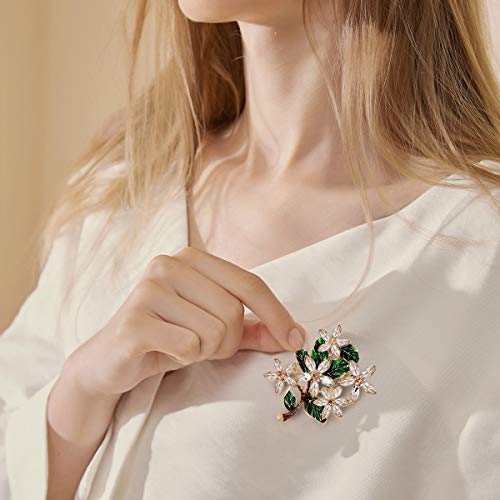 Merdia Bouquet Brooch Pin Green Leaves Flower Brooches Plant Brooch for Women, Girls