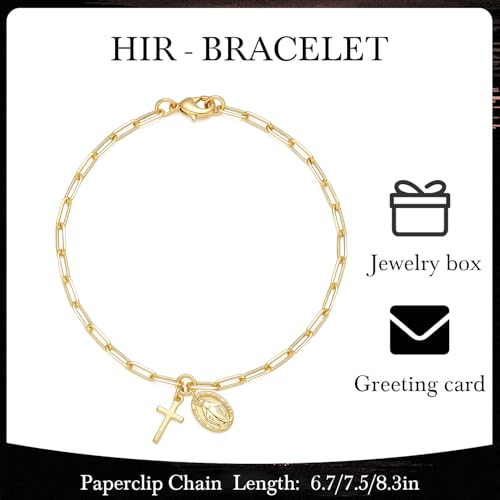 14K Gold Bracelets for Women Gold Cross Bracelet for Men | 14K Gold Cross Bracelet for Women Mens Bracelets Chain Bracelet Dainty Gold Bracelet Womens Gold Bracelet Sizes 17/19/21cm - size: 19cm（7.5in）