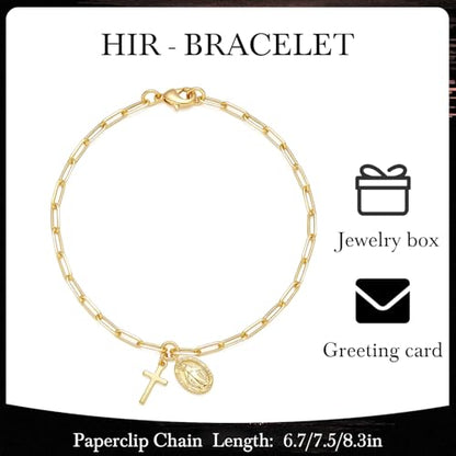 14K Gold Bracelets for Women Gold Cross Bracelet for Men | 14K Gold Cross Bracelet for Women Mens Bracelets Chain Bracelet Dainty Gold Bracelet Womens Gold Bracelet Sizes 17/19/21cm - size: 17cm（6.7in）