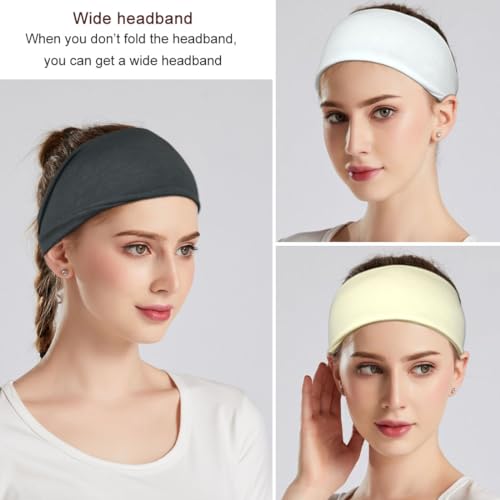 YONUF Fashion Headbands For Women Wide Headband Yoga Workout Head Bands Hair Accessories Band 6 Pack - color: Solid2