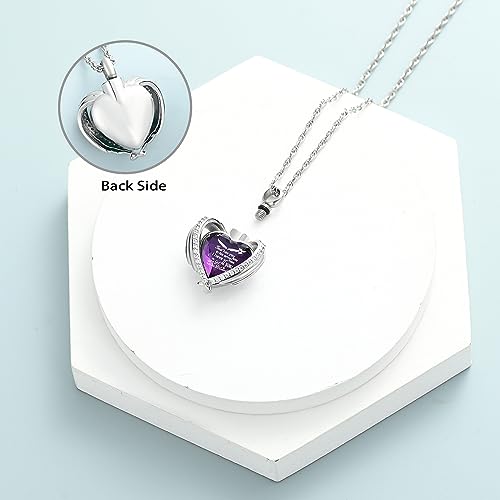 shajwo Cremation Heart Urn Necklace Ashes Jewelry for Women Men Keepsake Pendant Memorial Locket Ash Holder - color: Wing-G Purple