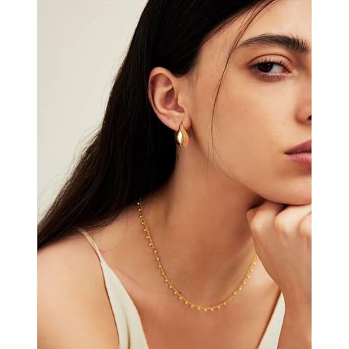 Statement Chunky Gold Earrings for Women Unique Square Stainless Steel Heaven Mayhem Button Stud Earrings Trendy Jewelry - style: Gold Teardrop