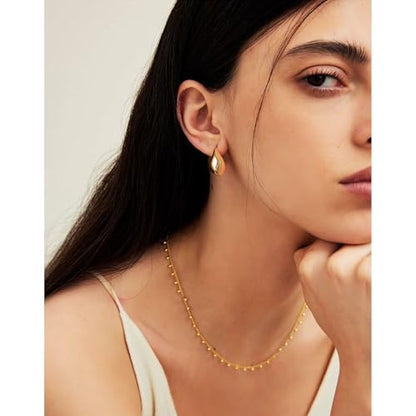 Statement Chunky Gold Earrings for Women Unique Square Stainless Steel Heaven Mayhem Button Stud Earrings Trendy Jewelry - style: Gold Teardrop