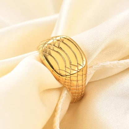 PCY Stainless Steel Gold Plated Men Women Band Ring - color: 13mm Gold TY