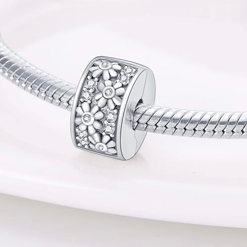 925 Sterling Silver Stopper Clip Charms for Bracelet Necklace Spacer Beads with 5A Cubic Zirconia Mother's Day Christmas DIY Gift for Women(2PCS) - style: Cloverleaf Retaining Clip