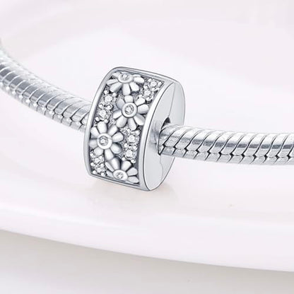 925 Sterling Silver Stopper Clip Charms for Bracelet Necklace Spacer Beads with 5A Cubic Zirconia Mother's Day Christmas DIY Gift for Women(2PCS) - style: Cloverleaf Retaining Clip