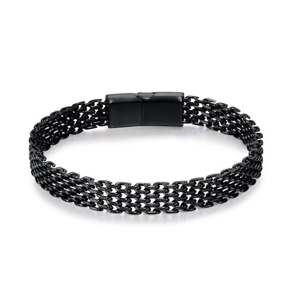 Mens Bracelet-Stainless Steel Magnetic Clasp Franco Chain Bracelets for Men - color: C-Black