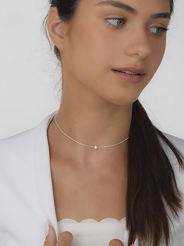 Annika Bella Silver Ball Choker Necklace for Women, Waterproof Dainty Adjustable Choker, Durable Bright Silver Necklace