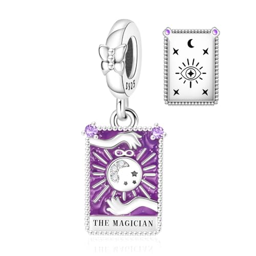 925 Sterling Silver Dangle Charm Fit Women Bracelet And Necklaces Jewelry | Medallion Pendants Beads Jewelry Charms for Women Fashion Gift Family Friends Mother's Day - color: Tarot Cards Magician Dangle Charm M1413