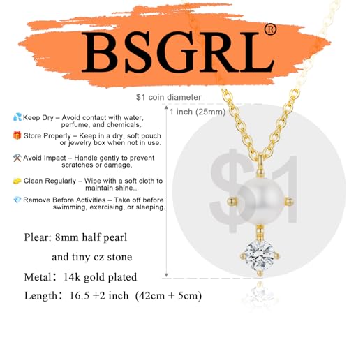 Pearl Necklace for Women- 14K Gold-plated/White Gold-plated Dainty Pearl Necklace for Women - color: Gold CZ pearl 373