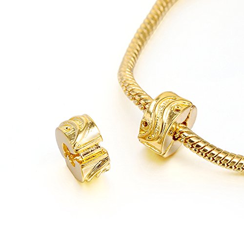 RUBYCA 20pcs Gold Color Clip Lock Stopper Clasp Beads DIY fit European Charm Bracelet Model 078 - color: Model 078 Gold Plated, size: 20 PCS