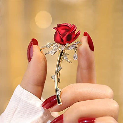 Red Rose Flower Brooches and Pins for Women Costume Jewelry Brooch Pins Broches Jewelry for Women Elegant Lady Pin - style: Red Rose
