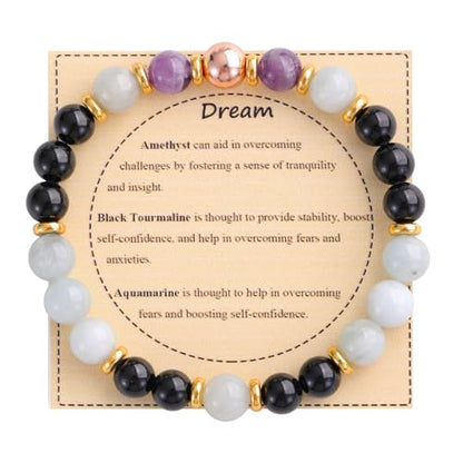 KSQS Healing Stone Bead Bracelet for Women, Natural Gemstones Balance Protection Bracelet, Spiritual Crystal Beads Bracelet Anxiety Relief with Meaning Card - color: Dream