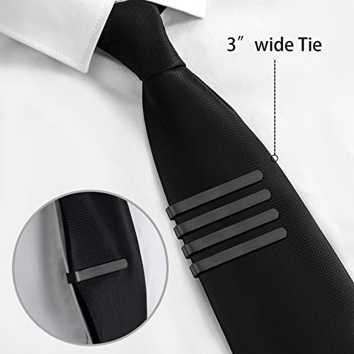 2.2/2.5 Inch Tie Clips for Men in Gift Box, Tie Bar Clip Set for Mens Regular Tie or Traditional Tie, Birthday Anniversary Christmas Gift - size: 2.2 Inch, style: 4PCS-Black Brushed