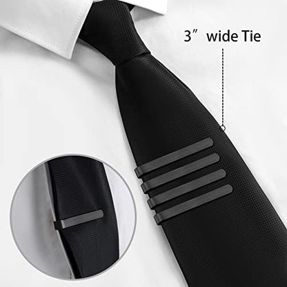 2.2/2.5 Inch Tie Clips for Men in Gift Box, Tie Bar Clip Set for Mens Regular Tie or Traditional Tie, Birthday Anniversary Christmas Gift - size: 2.2 Inch, style: 4PCS-Black Brushed