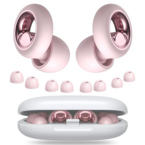 Noise Cancelling Ear Plugs for Sleeping, Reusable Silicone Ear Plugs for Noise Reduction, Soft Hearing Protection with 8 Ear Tips for Concerts, Work, Shooting, and Travel(Pink) - color: Pink