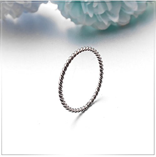 Women's Stainless Steel 1.1mm Rope Thin Wedding Ring Silver Rose Gold Plated Size 4 to 9 - color: 1.1mm, Silver