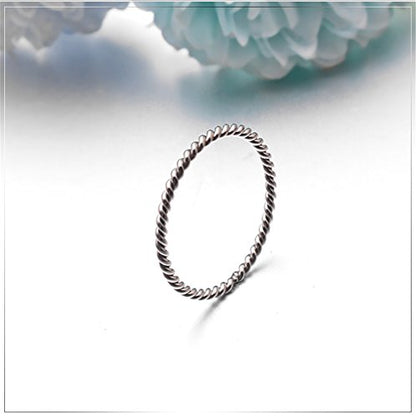 Women's Stainless Steel 1.1mm Rope Thin Wedding Ring Silver Rose Gold Plated Size 4 to 9 - color: 1.1mm, Silver