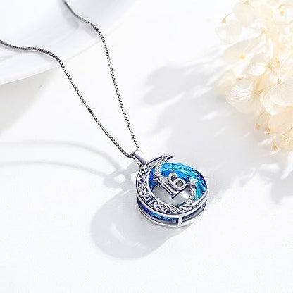 JUSTKIDSTOY Birthday Gifts for Women Girls 925 Sterling Silver Celtic Moon Star Necklace with Blue Crystal Pendant Jewelry for Sister Friends - style: 16th
