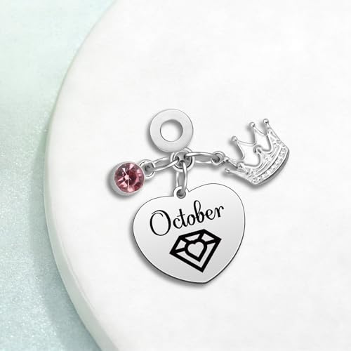 Birthday Gifts for Women Birthstone Charms for Bracelets Necklaces Jewelry Gift for Mom Wife Daughter Granddaughter Niece Sister Girlfriend - color: October