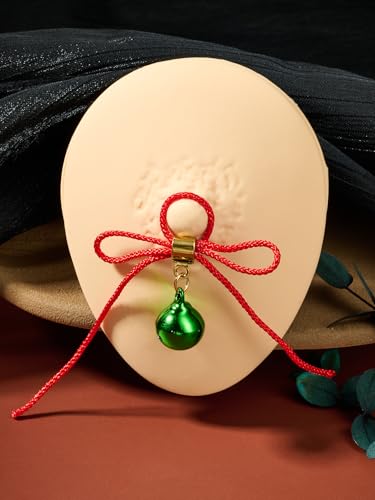 DJCIW 2Pcs Non-Piercing Nipple Jewelry, Adjustable Christmas Fake Nipple Rings with Bow Drawstring, Featuring Bell, Snowman, and Heart Pendant Charms, Adjustable and Comfortable for Women Men - color: style 7