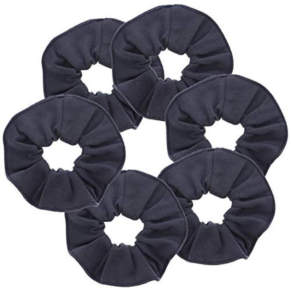 Motique Accessories Large Scrunchies for Women, Pack of 6, Dark Grey | Hair Ties for Medium & Thick Hair - color: Dark Grey