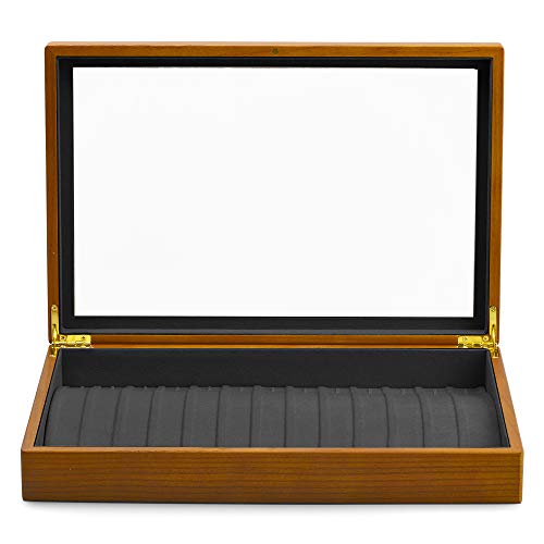 Oirlv Solid Wooden Necklace/Bracelet/Pendant Jewelry Organizer Box 13 Lattice Necklace Showcase Display Holder - size: Grey Necklace/Long chain Box