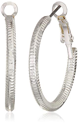 Nine West Women's Hoop Earrings, Classic Fashion Jewelry Accessories for Everyday Wear, Lightweight Statement Earrings for Casual, Office, and Evening Looks - color: Textured - Silver