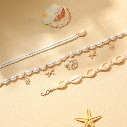 14K Gold Plated Waist Chain for Women Layered Waist Beads Belly Chain Belt, Waterproof Summer Beach Body Jewelry for Bikini, Festival Vacation Accessories for Women - style: Conch Beads