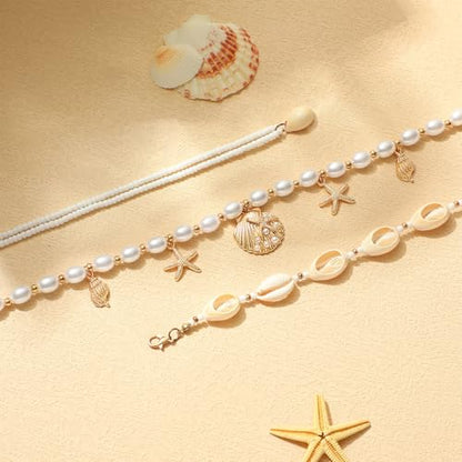 14K Gold Plated Waist Chain for Women Layered Waist Beads Belly Chain Belt, Waterproof Summer Beach Body Jewelry for Bikini, Festival Vacation Accessories for Women - style: Conch Beads