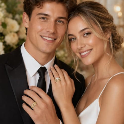 3Piece Moissanite Ring Set for Couples 925 10K 14K 18K Moissanite Wedding Ring - style: Ring 3