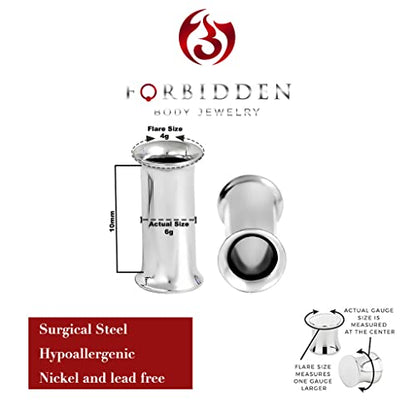 Forbidden Body Jewelry Ear Gauges, Ear Tunnels, Tunnels For Ears, Surgical Steel Mirror Finish Double Flared Tunnel Plug Earrings - style: 2pcs: 4mm (6GA)