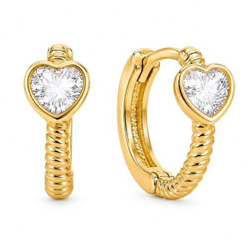 Gempires Huggie Hoop Earrings for Women | Cubic Zirconia Fashion Earrings Collection | Gold, Silver & Rose Gold Tone Styles | Lightweight Everyday Jewelry - color: clear / White