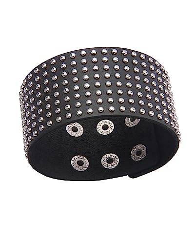 GelConnie Leather Cuff Bracelet Punk Braided Bracelets Rock Leather Wristbands Faux Mens Leather Bracelet Gothic Viking Bangle Adjustable Wrap Bracelet for Women,Men - color: Black Leather Bracelet