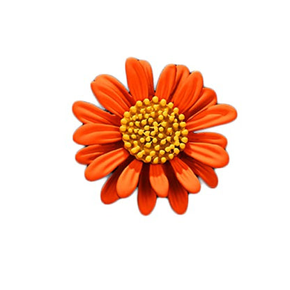 Multicolor Cute Daisy Flower Brooch Pins, Plant Sunflower Suit Lapel Pin,Pink Yellow White Sun Flower Dress Neckline Pin Enamel Charm Daisy Coat Collar Brooch for Women Girls Men Jewelry Gifts - color: A orange