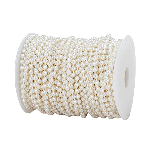 5mm Crafts Faux Pearl Beads Garland Pearl Bead Roll Strand of Pearls to Decorate Floral Centerpieces Wedding Party Favor Christmas Tree(99 Feet Ivory) - color: Ivory, size: 5 mm