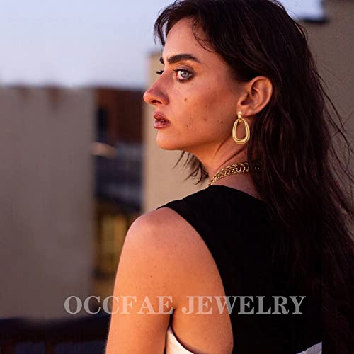Gold Metal Clip On Earrings for Women Non Pierced Dangle Drop Earrings Multiple Styles - color: gold geometric