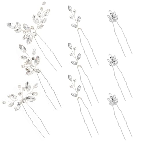 9 Pieces Wedding Hair Pins for Bridal Silver Rhinestone Wedding Hair Accessories for Brides Bridesmaids Women - color: Set 2