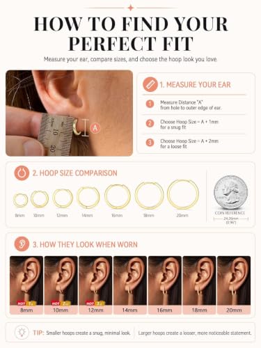 FaithHeart Solid 925 Sterling Silver Small Huggie Hoop Earrings for Women | Silver/Black/Gold/Rose Gold Small Hoop Earrings, Hypoallergenic Lightweight Cartilage Huggie Earrings, Gift Box - color: 01. Blank-Gold, size: 10mm