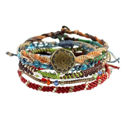 Wakami Charm Bracelet Stack Beaded Stackable Bracelets for Women - color: Earth | 6.5IN