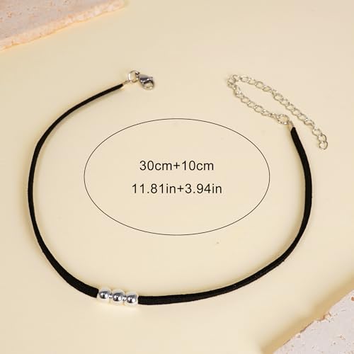 Qceasiy Gothic Black Necklace for Women, Adjustable Victorian Velvet Lace Collar, Halloween Party Cosplay Jewelry Gift - style: 3 Beads