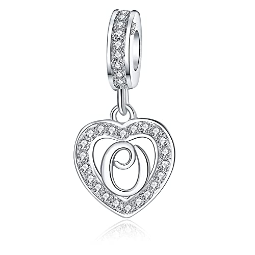 925 Sterling Silver Letter Charms A~Z Alphabet Charm Letter Beads fit Pandora European Bracelets fit Wife Mom Christmas Birthday Gift - color: O