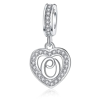 925 Sterling Silver Letter Charms A~Z Alphabet Charm Letter Beads fit Pandora European Bracelets fit Wife Mom Christmas Birthday Gift - color: O