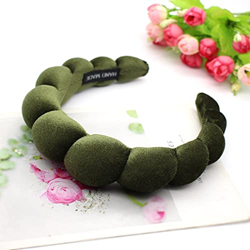 Fashion Headbands for Women Padded Fabric Hair Bands Wide Velvet Non Slip Headband Hair Accessories for Women Girls, Leaf Green - color: Leaf Green