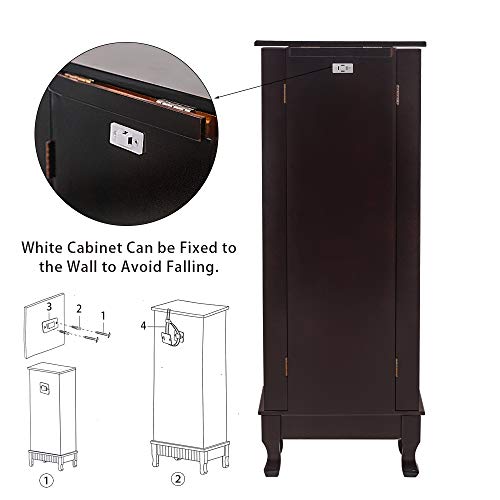 Vasitelan Large Standing Jewelry Armoire Cabinet Chest with Drawers,Jewelry Box Storage Organizer with Top Flip Mirror, Retro Standing Wood Jewelry Cabinet (Style 5-7 Drawers) - color: Style 5-7 Drawers