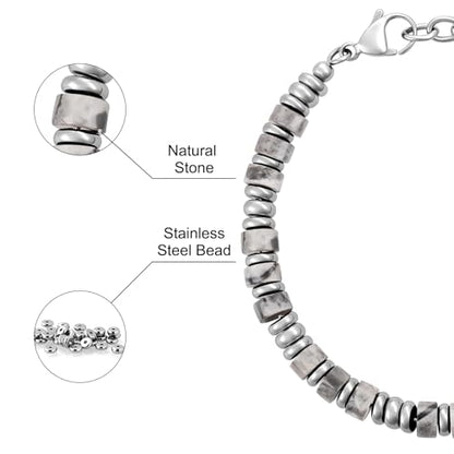 SIUMAL Mens Bracelet, Boho Stainless Steel Bracelets for Men, Beaded Bracelets, Jewelry Gifts for Husband, Father, Friends - color: Camouflage Grey