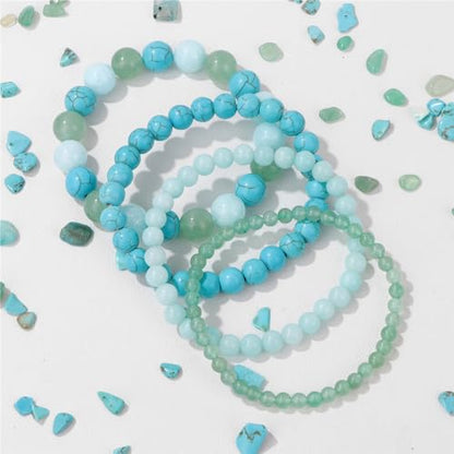 Vinswet 4pcs Beaded Bracelets for Women,Natural Healing Crystal Gemstones Bracelet,Anxiety Stress Relief Bracelet Handmade purple Jewelry Gifts for Women - color: Green Aventurine&Amazonite&Green Turquoise
